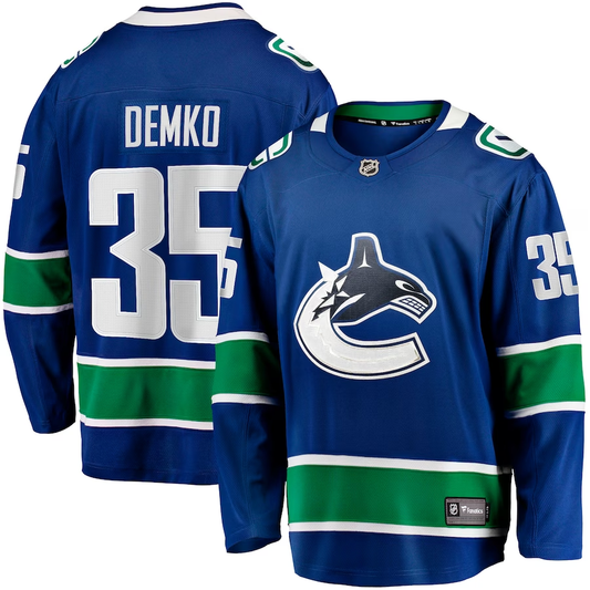 Men's Vancouver Canucks Thatcher Demko #35 Blue Home Breakaway Jersey