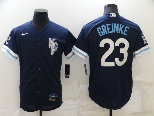 Men's Kansas City Royals Zack Greinke #23 Navy Replica Baseball Jersey