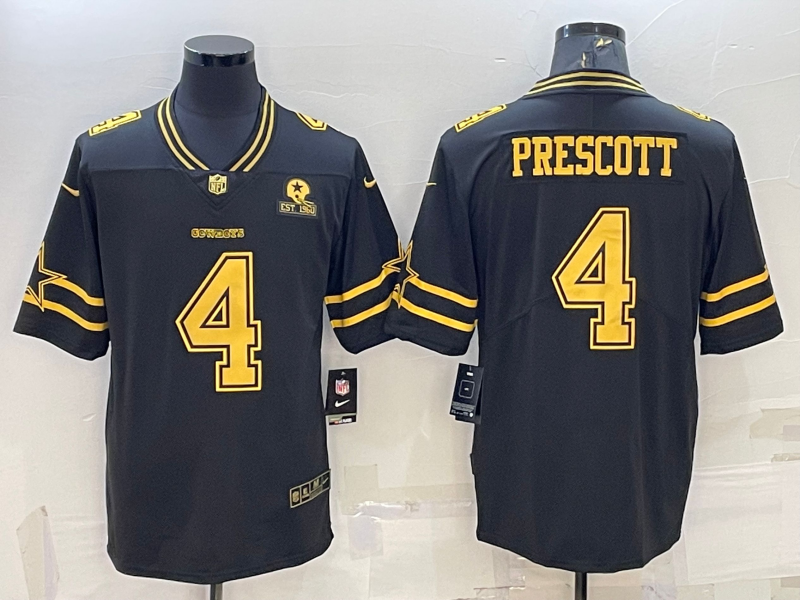 Men's Dallas Cowboys Dak Prescott #4 Black Team Player Jersey