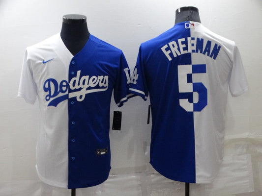 Men's Los Angeles Dodgers Freddie Freeman #5 White/Blue Replica Baseball Jersey