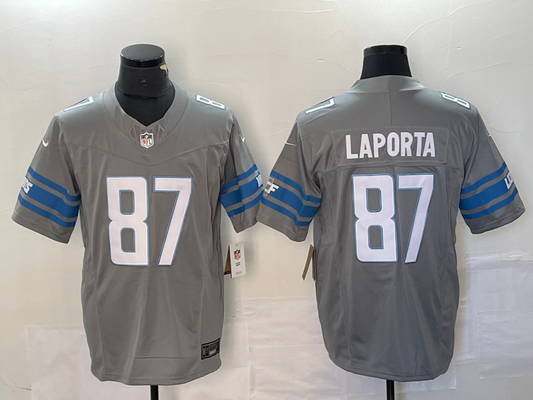 Men's Detroit Lions Sam LaPorta #87 Gray Game Jersey