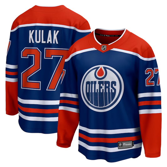 Men's Edmonton Oilers Brett Kulak #27 Royal Home Breakaway Player Jersey