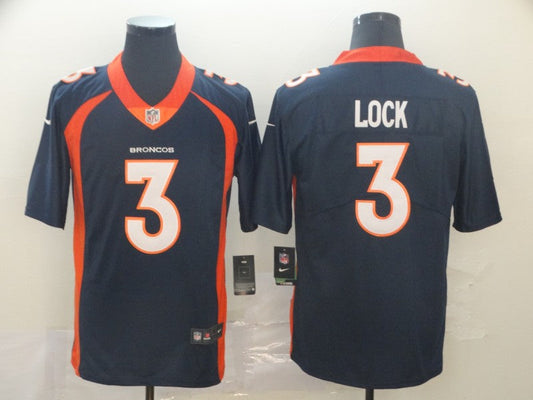 Men's Denver Broncos Drew Lock #3 Navy Game Jersey