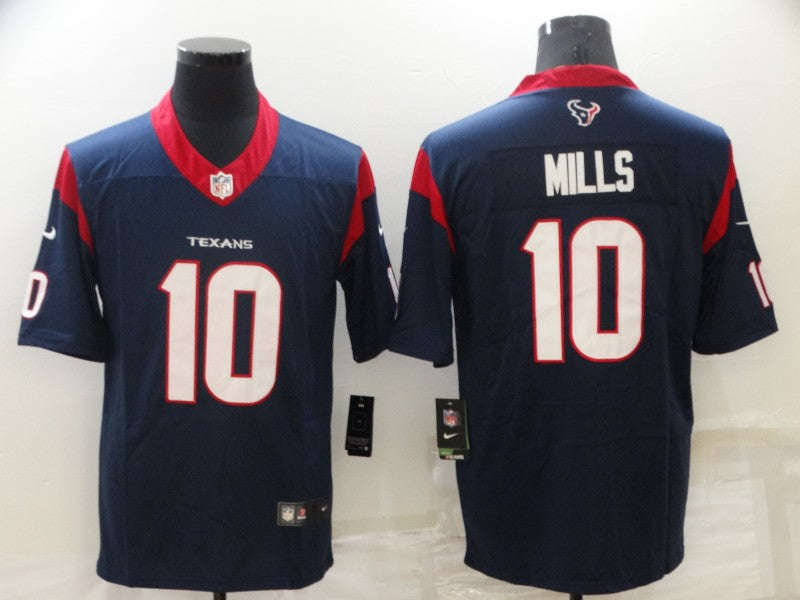 Men's Houston Texans Davis Mills #10 Navy Game Jersey