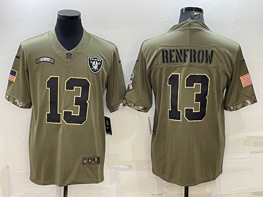 Men's Las Vegas Raiders Hunter Renfrow #13 Olive 2022 Salute To Service Limited Jersey