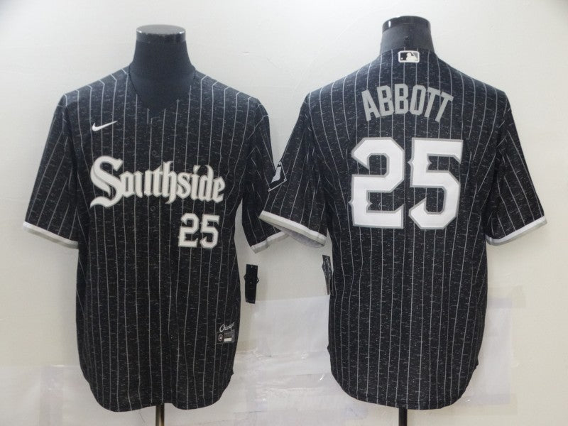 Men's Chicago White Sox Jim Abbott #25 Black Replica Baseball Jersey