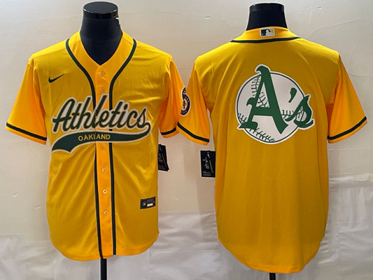 Men's Oakland Athletics Gold Replica Team Jersey Joint Edition