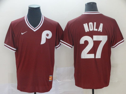 Men's Philadelphia Phillies Aaron Nola #27 Red Replica Player Jersey