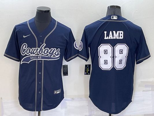 Men's Dallas Cowboys CeeDee Lamb #88 Navy Game Jersey Joint Edition