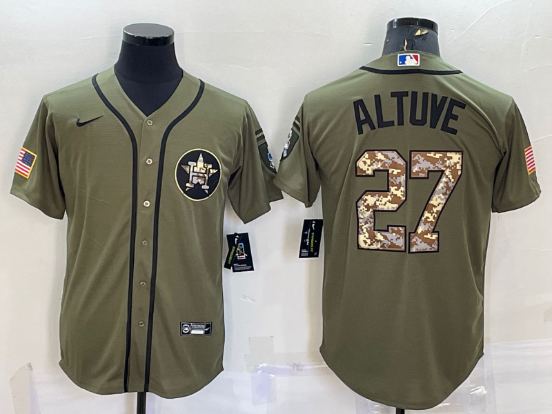 Men's Houston Astros Jose Altuve #27 Army Green Player Jersey