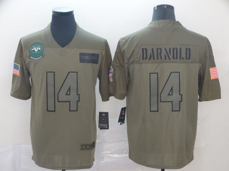 Men's New York Jets Sam Darnold #14 Brown Game Player Jersey