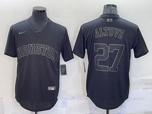 Men's Houston Astros Jose Altuve #27 Black Fashion Stitched Jersey