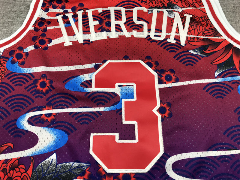 Men's Philadelphia 76ers Allen Iverson #3 Year of Rabbit Edition Hardwood Classics Swingman Jersey