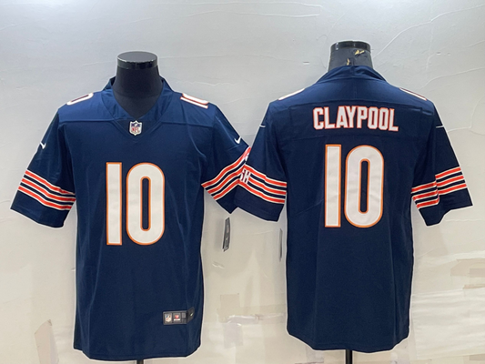 Men's Chicago Bears Chase Claypool #10 Navy Game Jersey