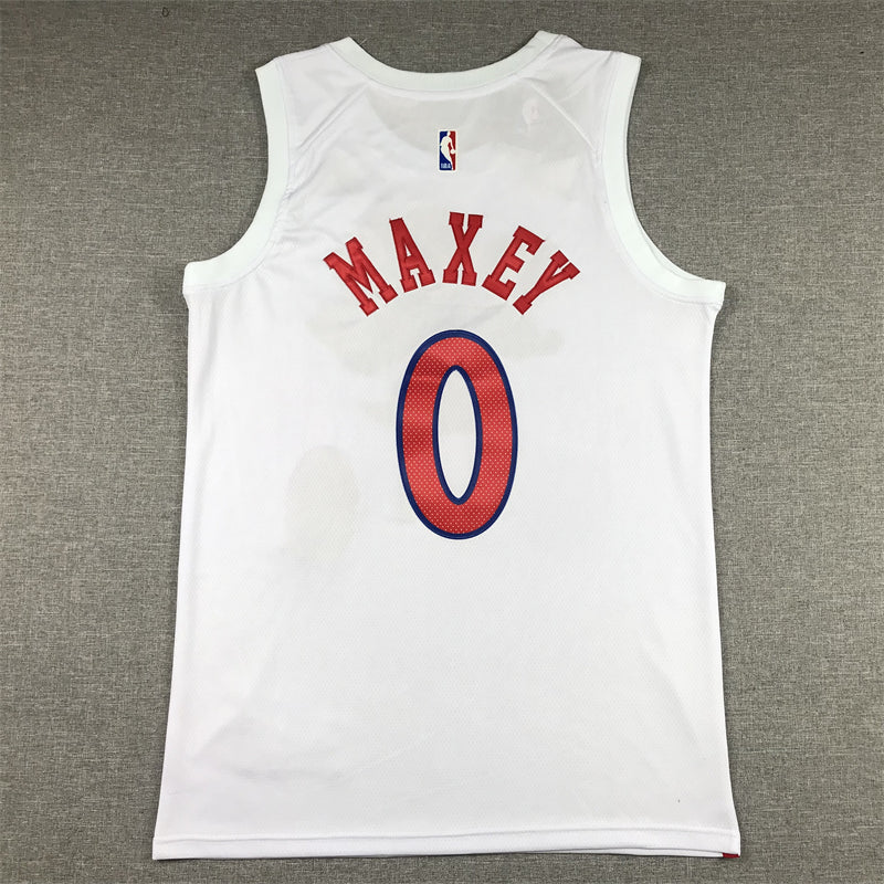 Men's Philadelphia 76ers Tyrese Maxey #0 White 2022/23 Swingman Jersey - City Edition