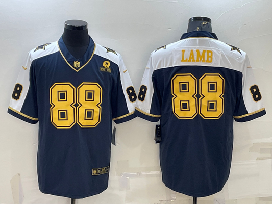 Men's Dallas Cowboys CeeDee Lamb #88 Navy Game Team Jersey