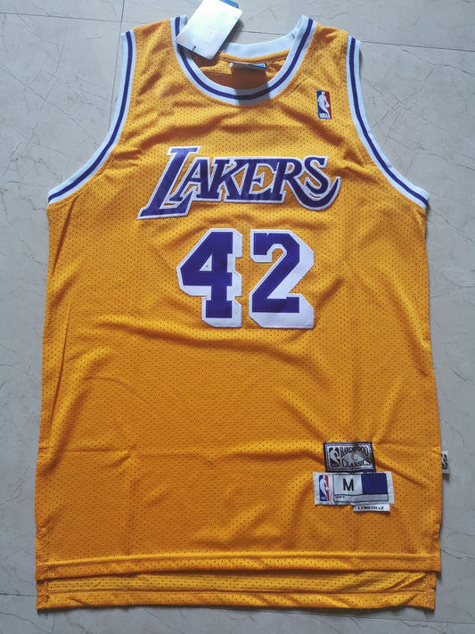 Men's Los Angeles Lakers James Worthy #42 NBA Yellow Classics Swingman Jersey