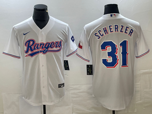 Men's Texas Rangers Max Scherzer #31 White Home Replica Player Jersey