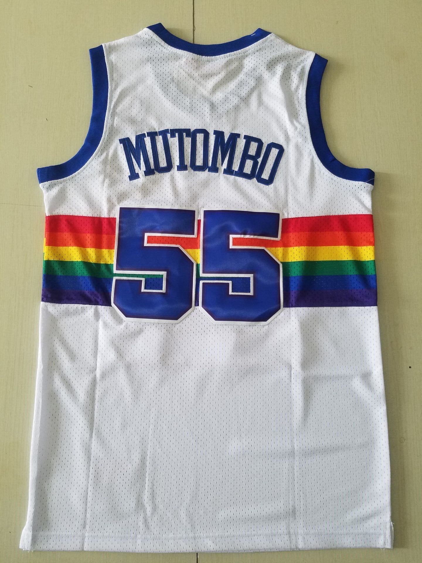 Men's Denver Nuggets Dikembe Mutombo 1991-92 White Hardwood Classics Swingman Jersey