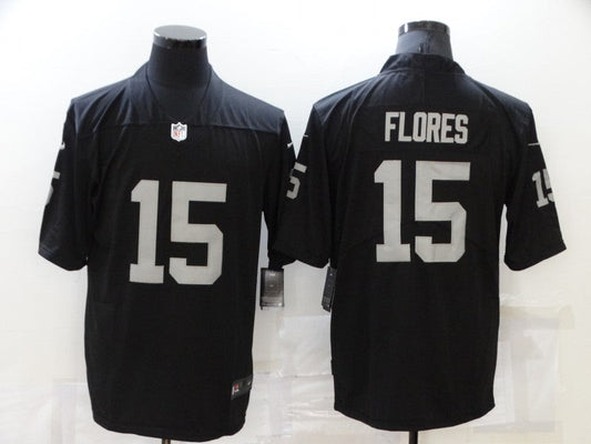 Men's Las Vegas Raiders Tom Flores #15 Black Game Jersey