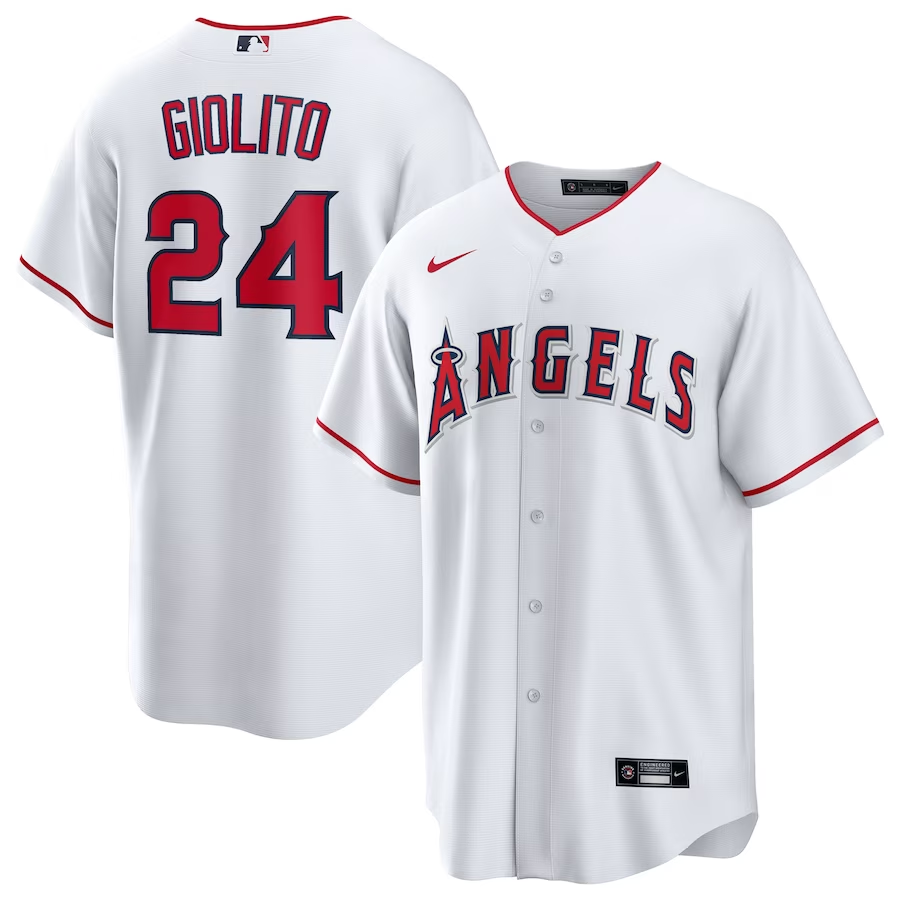 Men's Los Angeles Angels Lucas Giolito #24 White Home Replica Player Jersey