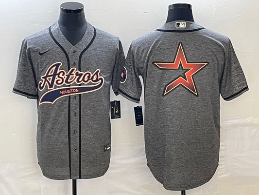 Men's Houston Astros Gray Joint Edition Replica Authentic Jersey