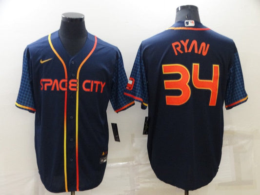 Men's Houston Astros Nolan Ryan #34 Navy Space City Jersey