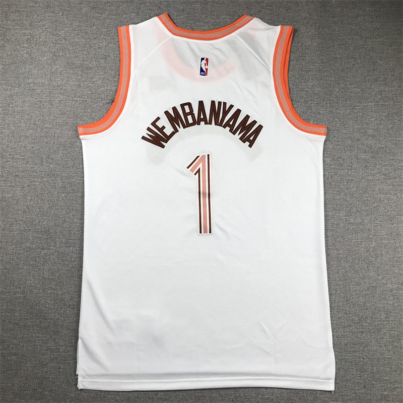 Men's San Antonio Spurs Victor Wembanyama #1 White 2023/24 Swingman Jersey - City Edition