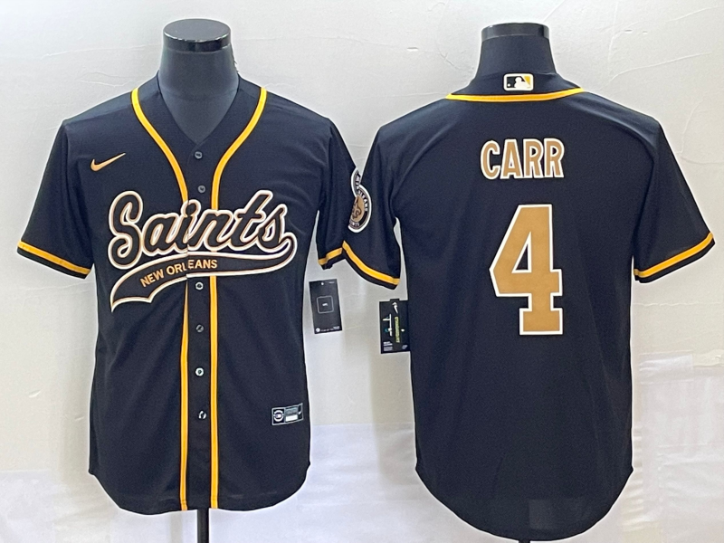 Men's New Orleans Saints Derek Carr #4 Black Game Jersey Joint Edition