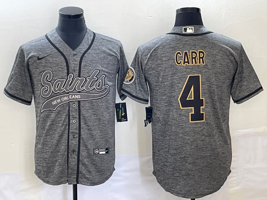 Men's New Orleans Saints Derek Carr #4 Gray Game Jersey Joint Edition