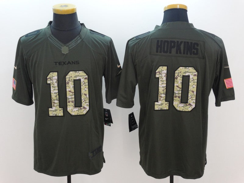 Men's Houston Texans DeAndre Hopkins #10 Army Green Game Jersey