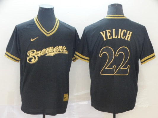 Men's Milwaukee Brewers Christian Yelich #22 Black Player Jersey