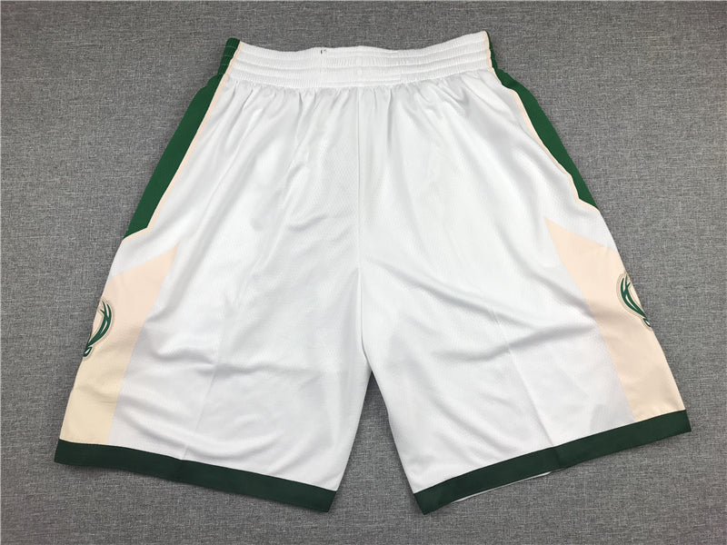 Men's Milwaukee Bucks White Basketball Shorts