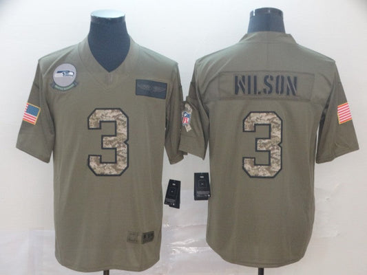 Men's Seattle Seahawks Russell Wilson #3 Brown Game Player Jersey