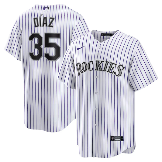 Men's Colorado Rockies Elias Diaz #35 White Home Replica Player Jersey