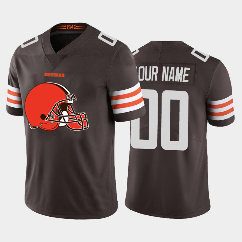 Custom Cleveland Browns Brown Team Big Logo Vapor Untouchable Limited Jersey Stitched American Football Jerseys