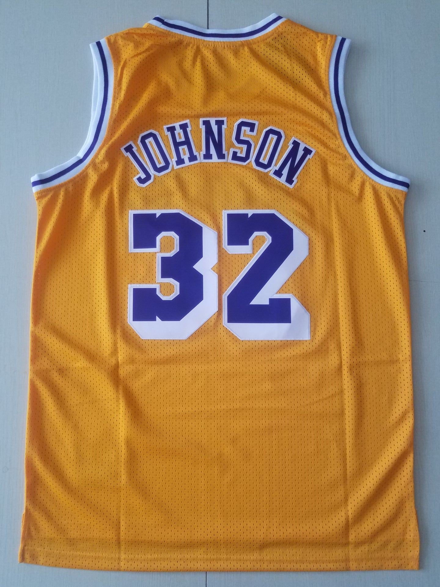 Men's Los Angeles Lakers Magic Johnson #32 Yellow Throwback Jersey