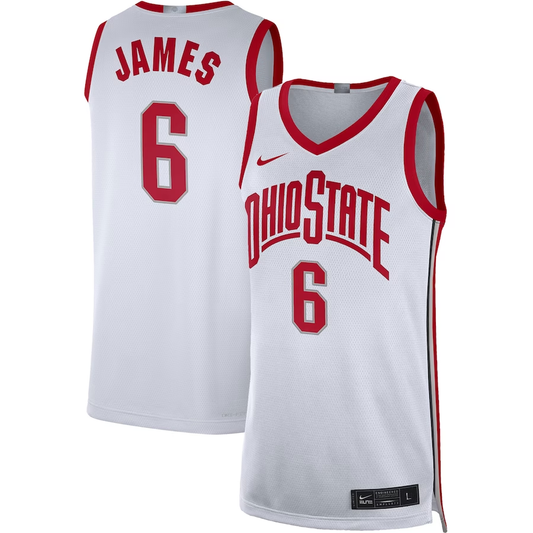 Men's Ohio State Buckeyes LeBron James #6 White Player Game Jersey