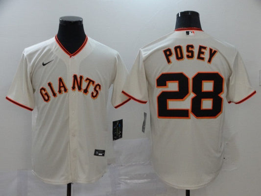 Men's San Francisco Giants Buster Posey #28 Beige Replica Baseball Jersey