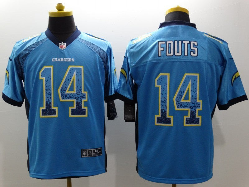 Men's Los Angeles Chargers Dan Fouts #14 Blue Game Jersey