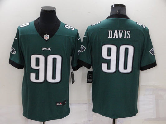 Men's Philadelphia Eagles Jordan Davis #90 Midnight Green Game Jersey