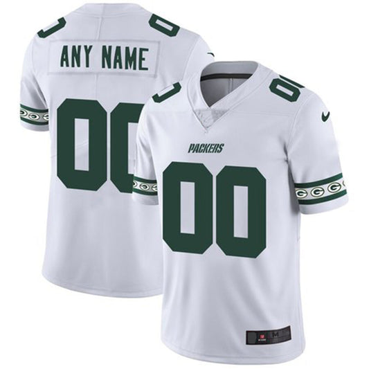 Custom Green Bay Packers White Team Logo Vapor Limited Jersey Stitched American Football Jerseys