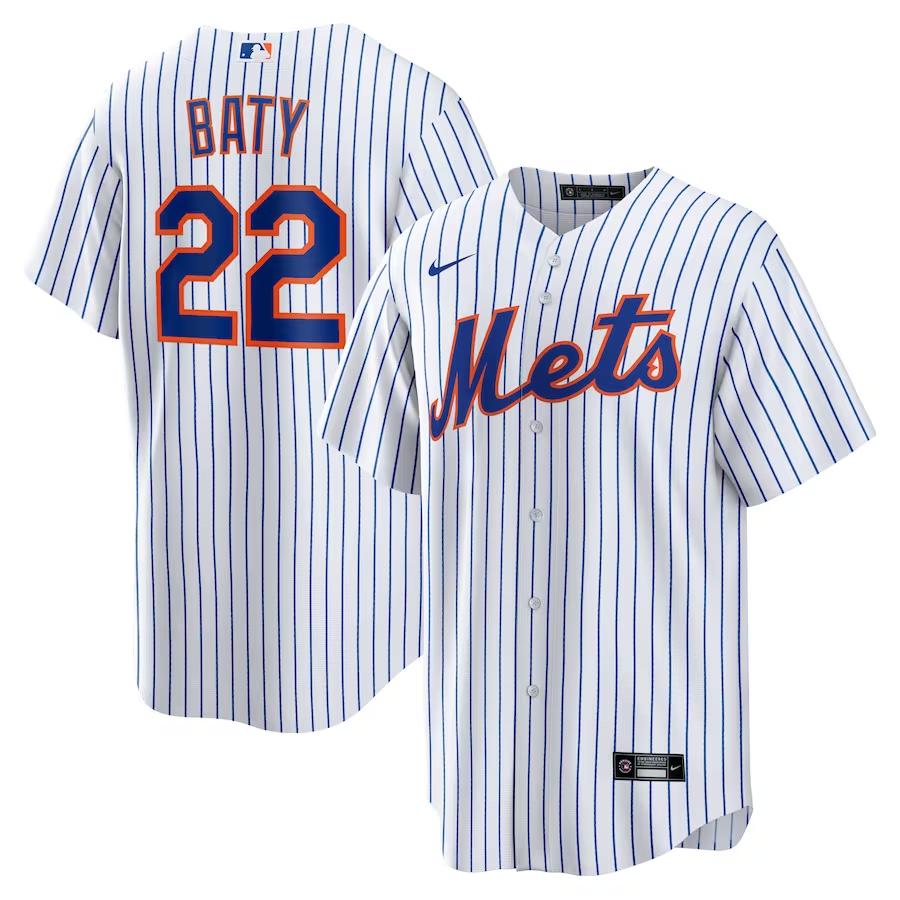 Men's New York Mets Brett Baty #22 White Replica Player Jersey