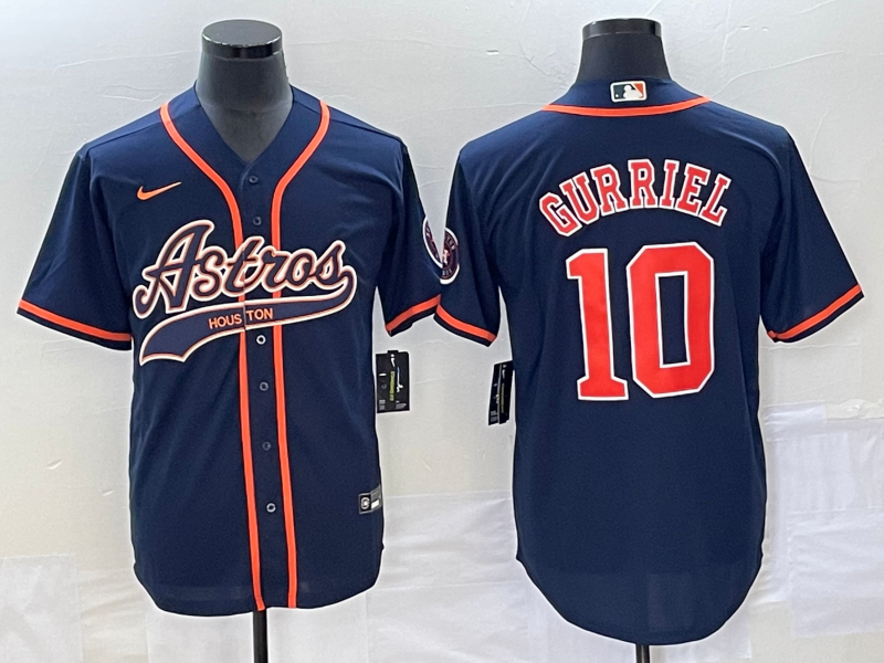 Men's Houston Astros Yuli Gurriel #10 Navy Replica Jersey Joint Edition