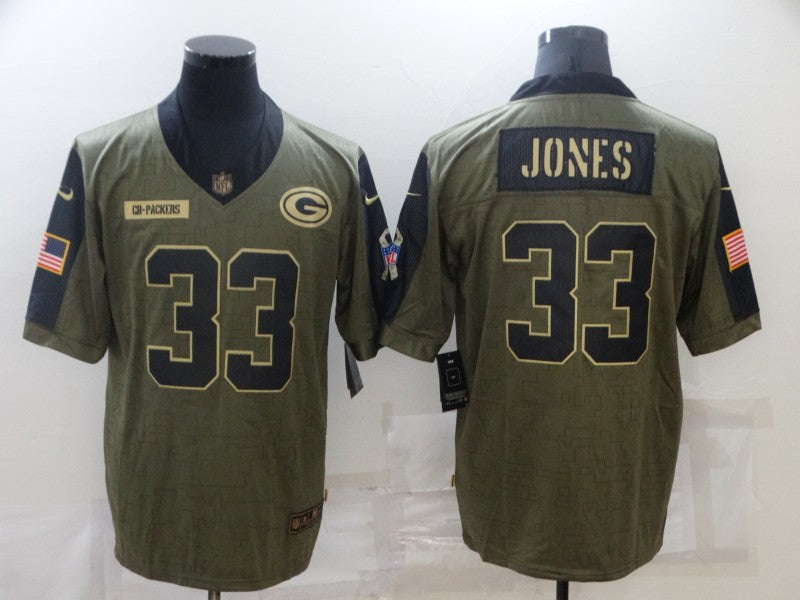 Men's Green Bay Packers Aaron Jones #33 Brown Game Player Jersey