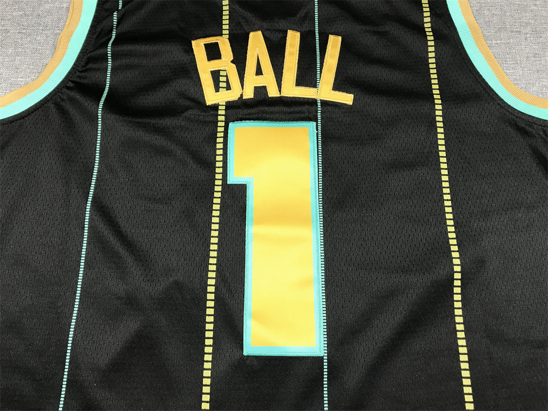 Men's Charlotte Hornets LaMelo Ball #1 Black 2022/23 Swingman Jersey - City Edition