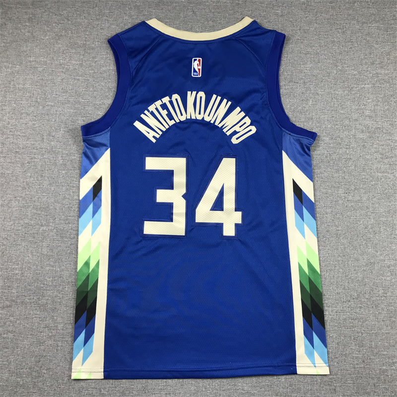 Men's Milwaukee Bucks Giannis Antetokounmpo #34 Royal 2022/23 Swingman Jersey - City Edition