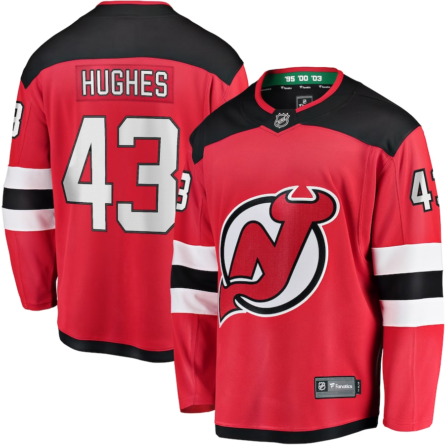 Men's New Jersey Devils Jack Hughes #43 Red Player Game Jersey