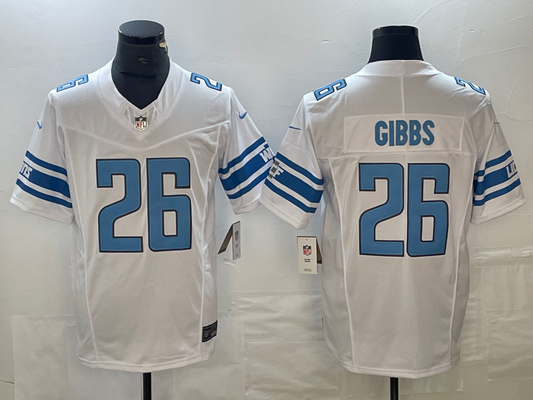 Men's Detroit Lions Jahmyr Gibbs #26 White Player Game Jersey