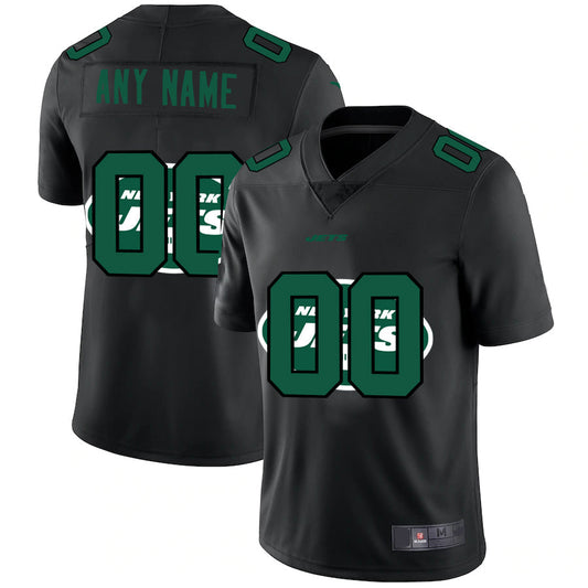 Custom New York Jets Team Logo Dual Overlap Limited Jersey Black American Stitched Jersey Football Jerseys